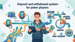 Современная иллюстрация процесса пополнения счета и вывода средств для игроков в онлайн-покер
